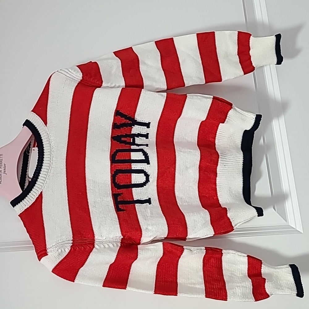 Alberta Ferretti Junior Girls Red Striped Today Sweater